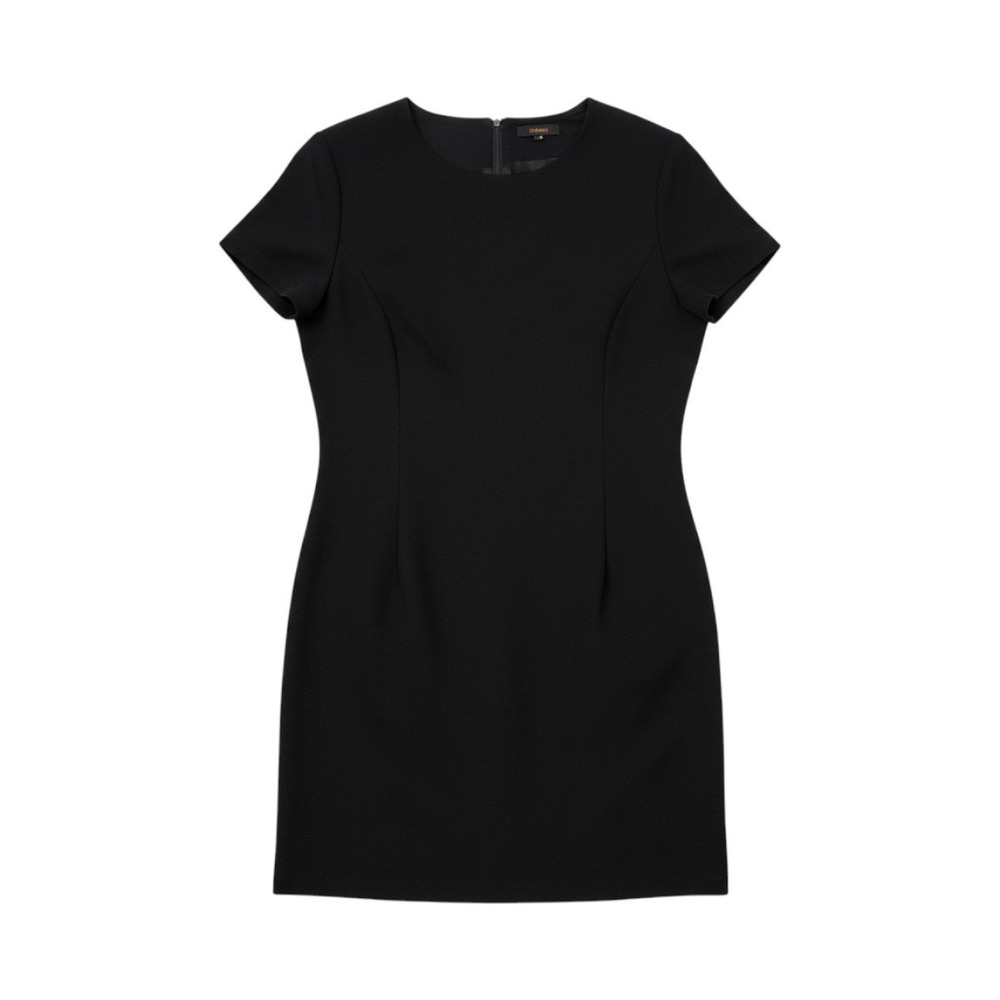 Quince Italian Wool Sheath Dress Black Size 12 Short Sleeve